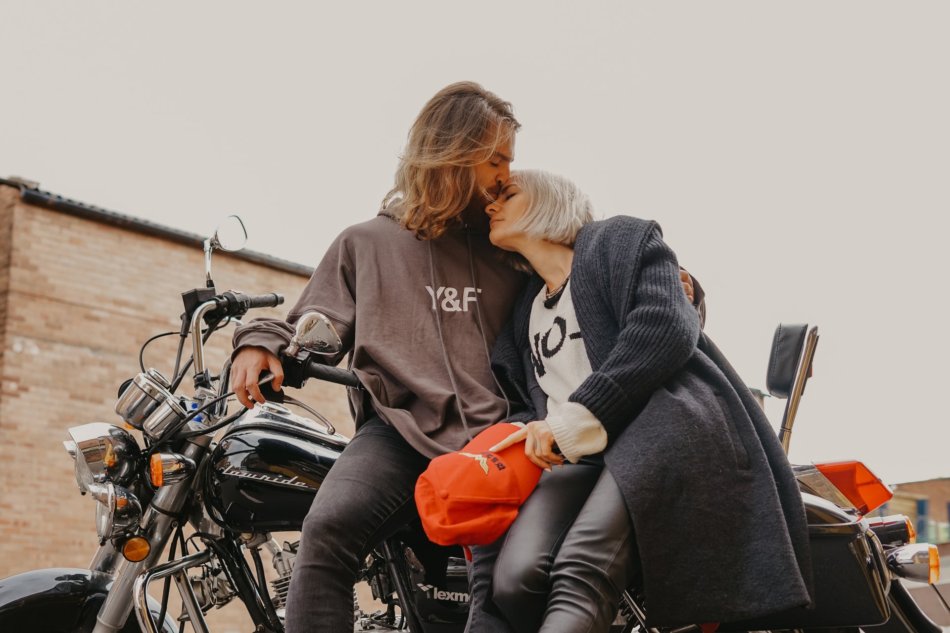 motorcycle riding couple